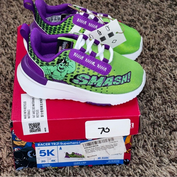 Adidas Toddler Boys Racer TR21 Superhero Sneaker Semi Green/Purple Hulk  Size 5K